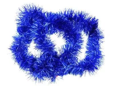 Vibrant Blue Tinsel Garland for Christmas Decor – 1 pcs