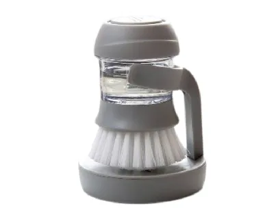 Soap Dispensing Dish Cleaning Brush with Storage Stand - Grey