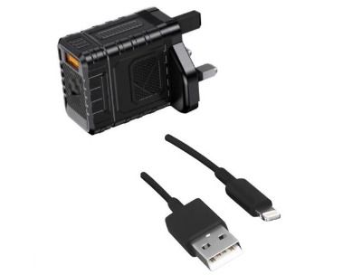 USB Charging Rugged Dock with iPhone Lighting Cable - 20W(Black)
