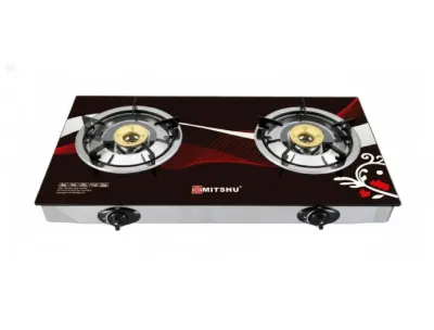 Mitshu 2 Burner Glass Top Gas Cooker