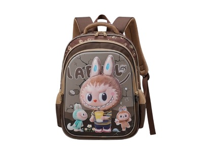 3D Kids School Backpack - Labubu Brown - Large (17H x 13L x 7W)