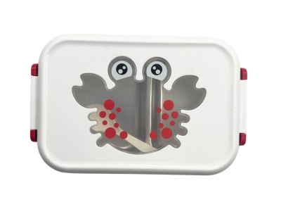 Kids Stainless Steel Lunch Box - Scrab Design - Large - Red Color