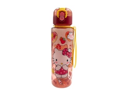 Portable Kids Water Bottle - Kitty Design - Red - 750ml