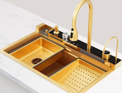 Milano Gold Kitchen Multi Functional Waterfall Display Sink