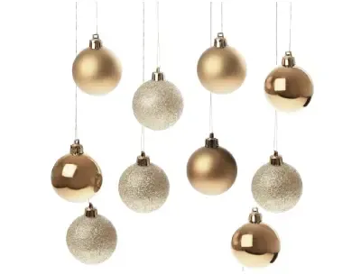 Gold Color Christmas Baubles (10 Pcs)