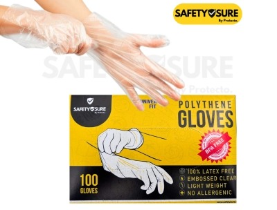 Safetysure Disposable Polythene Gloves – 100 Pcs
