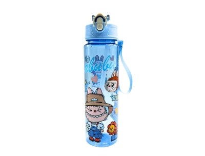 Kids Portable Transparent Water Bottle Labubu Design - Blue - 750ml