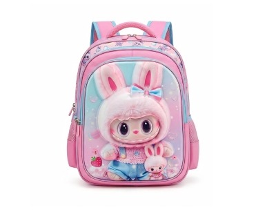 3D Kids School Backpack - Pink Labubu with Son - Large (17H x 13L x 7W)