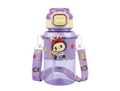 Hello Design Labubu Water Bottle with Strap - Purple - 600ml