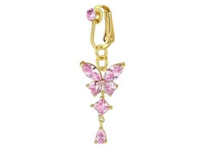 Crystal Butterfly Fake Belly Button Ring
