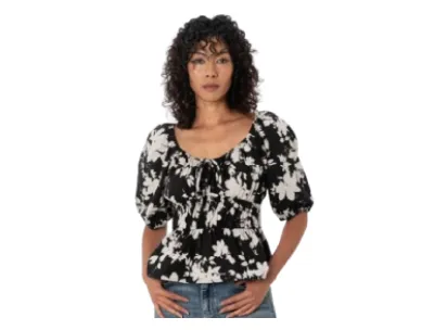 Flora Printed Puff Sleeve Bustier Top