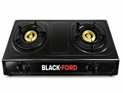 Black Ford Cosmo 2 Burner Non Stick Gas Cooker