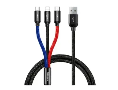 Baseus 3-in-1 Triple Charging Cable with Data Sync Support