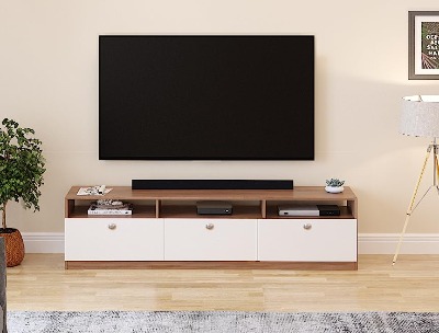 VTEC Modern TV Stand with Storage & Display Shelves for 65 Inch TVs