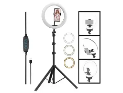 LED Ring Light with 7ft Tripod – 3 Color Modes