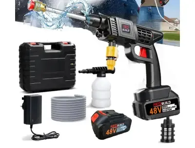 Portable 48V Cordless Car Washer – High-Pressure Pump with Water Gun and 5M Hose
