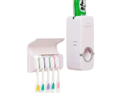Automatic Toothpaste Dispenser with Brush Holder