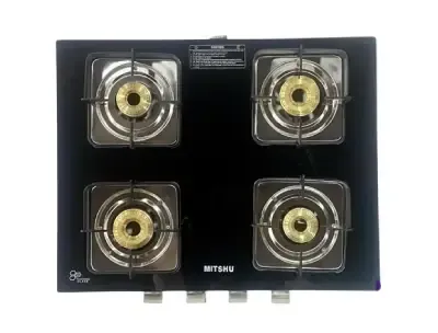 Mitshu 4 Burner Glass Top Gas Cooker