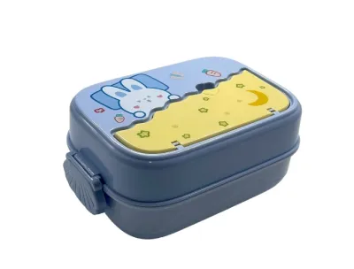 Plastic Kids Lunch Box with Spoon - Small Size - Blue Color