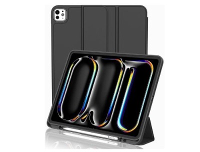 iPad Pro 13 Inch Case (M5/M4) 2025/2024 with Pencil Holder, Trifold Stand Smart Case with Soft TPU Back, Auto Wake/Sleep (Black)