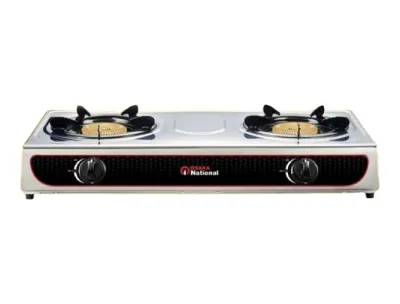 Osaka National Double Burner Gas Cooker & Cosmo Burner (Silver)