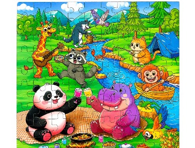 Wild Animals Wooden Jigsaw Puzzle Set (100 Pcs)