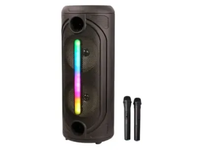 KTS Dual 8-Inch Portable Party Speaker with 2 Wireless Mics