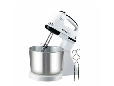 Sokany 2.0L Stainless Steel Bowl – 250W Electric Hand & Stand Mixer