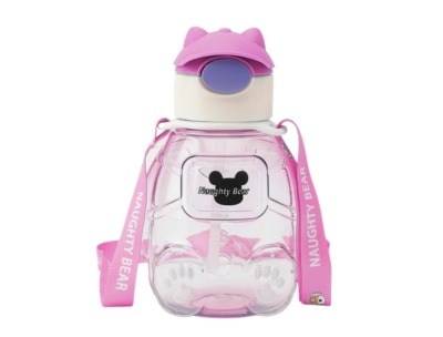 Naughty Bear Kids Water Bottle with Strap -650ml - Pink