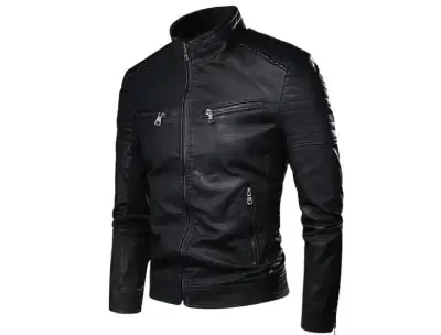 Men's Motorcycle Jacket Leather Jacket Black