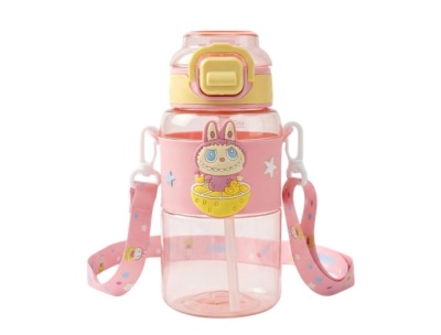 Hello Design Labubu Water Bottle with Strap - Light Pink - 600ml