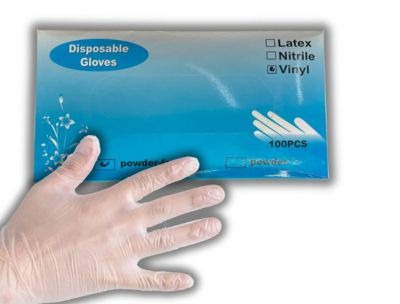 Disposable Gloves - White - Vinyl - Large-100 Pcs