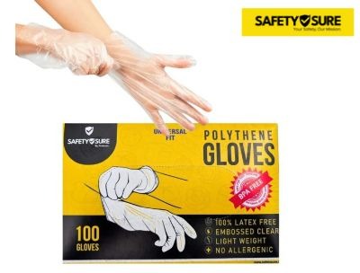 Safetysure Disposable Polythene Gloves - 100 Pcs