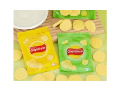 Realistic Potato Chip-Shaped Erasers | Crisps Design Novelty Stationery – Pack of 1 (4 Erasers)