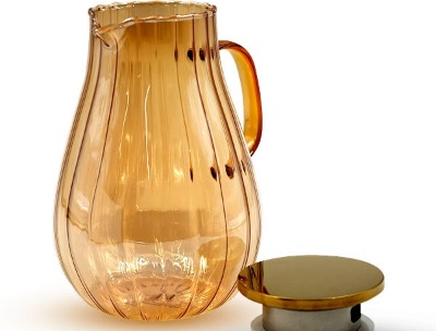 Elegant Amber Ribbed Stream Beverage Jar