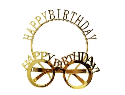 Birthday Star Celebrant Tiaras Headwear and Eyeweare Fun Glass - Gold