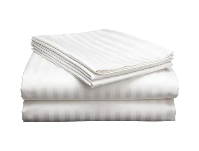 Egyptian Strips King Size Bedsheet with 2 Pillow Covers - white