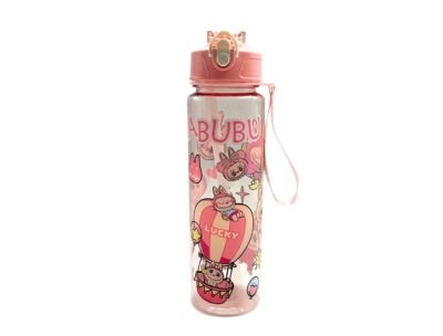 Kids Portable Transparent Water Bottle Labubu Design - Pink - 750ml