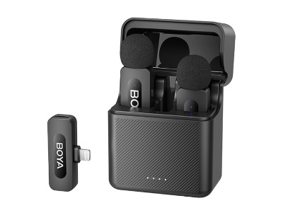 Boya By V3 2 Person Wireless Microphone ( Black ) System With Lightning Connector For Mobile Devices