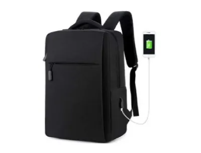 Laptop Bag with USB Charge Port- 15.6 Inch - Jet Black