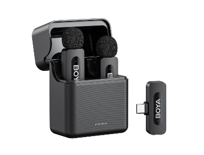 Boya By V30 2 Person Wireless Microphone System With Usb C Connector - Black