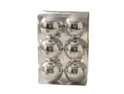 Silver Color Christmas Decoration Hanging (6.5 cm) - 6 Pcs