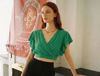 Flared Sleeve Crop Top