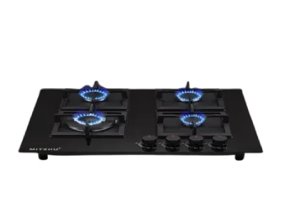 Mitshu 4 Burner Glass Top / Stainless Steel Hob LPG Gas Cooker