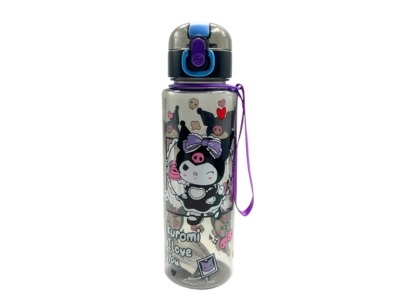 Portable Kids Water Bottle - Kuromi Design - Black - 750ml