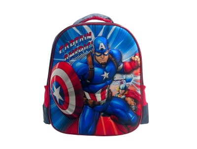 3D Kids Preschool Bag - Single Pocket - Captain America (12H x 10L x 5W)
