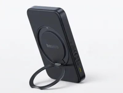 Baseus Power Bank PicoGo Qi2 Magnetic with Rotatable Stand - 5000mAh 20W (Black)