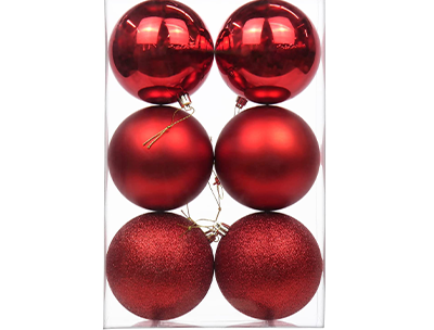 Red Big Ball Ornaments (6 cm) - 6 Pcs