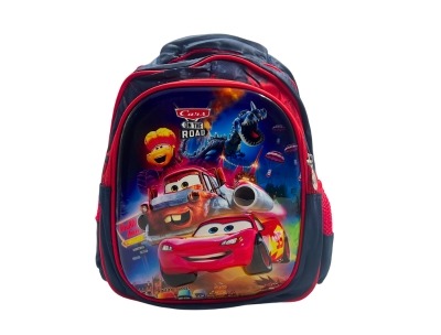 3D Kids Preschool Bag - Double Pocket - Cars (12H x 10L x 5W)