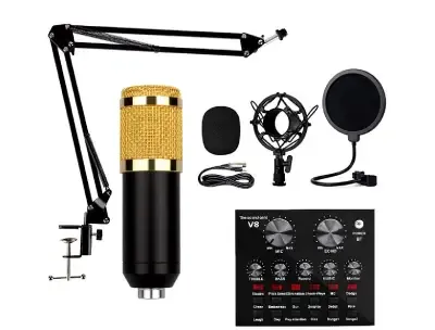 V8 Studio Mic Bundle – 8-in-1 Professional Sound Card Set
